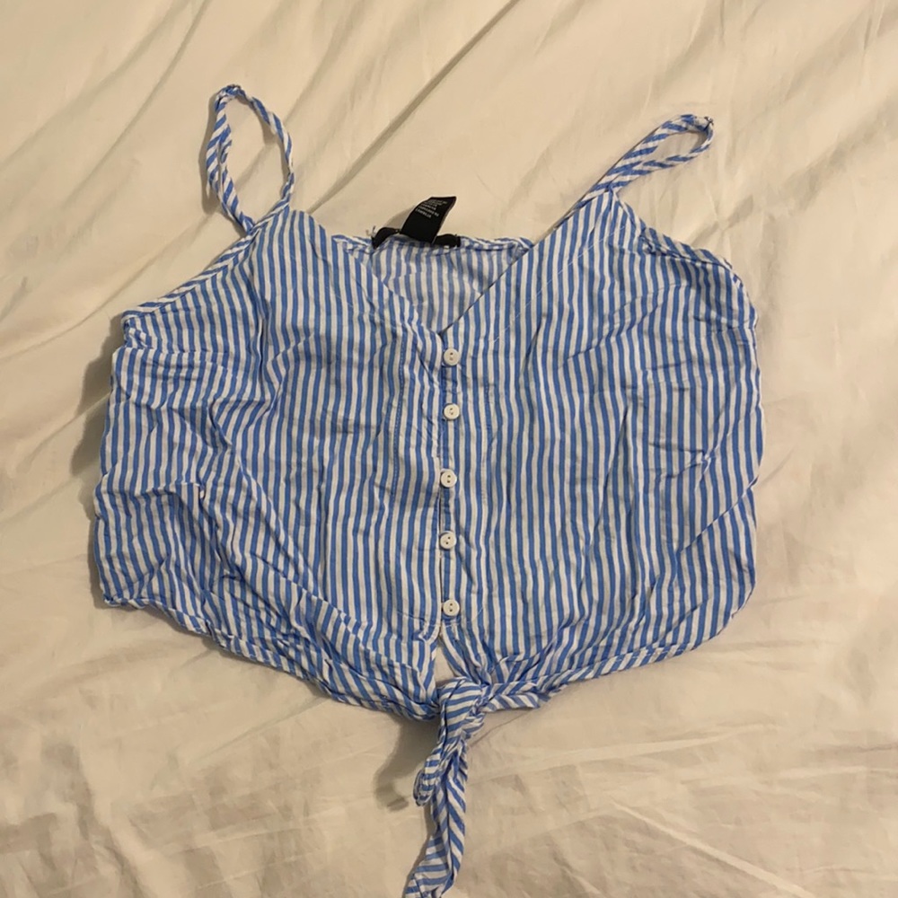 Forever 21 striped tie front tank top